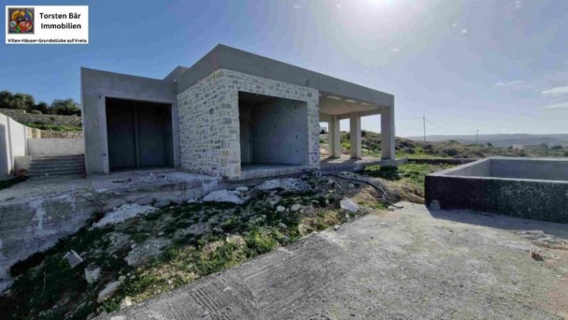 Kalamaki Kreta, Kalamaki ebenerdige Villa im Rohbau mit Panorama-Meerblick Haus kaufen